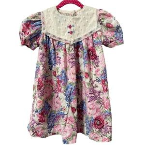 Girls Vintage floral Print vintage Dress Size 5